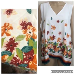 🌻 🆕 Ann Taylor Floral Print Cream Shell